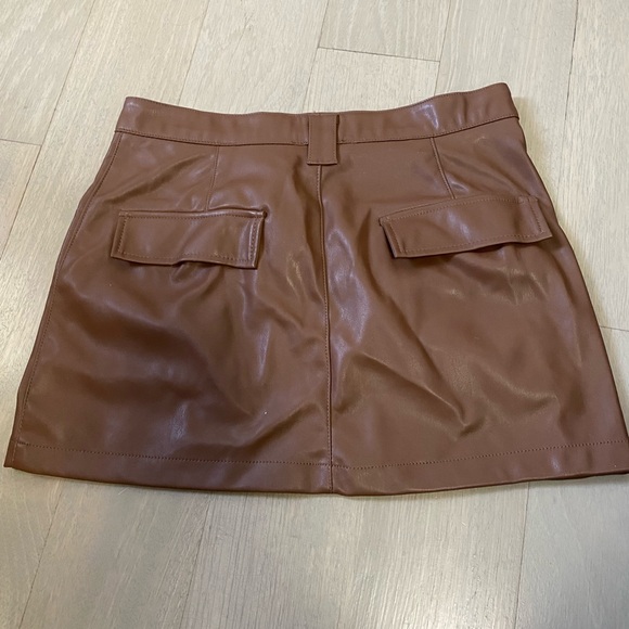 Love Tree Brown Faux Leather Skirt - Picture 2 of 3